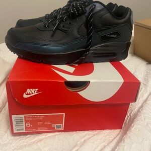 Nike Air Max 90 Black with Metallic Blue Accent Sneakers